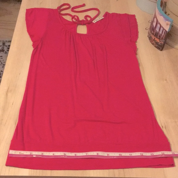 FOREVER USA made vintage Hot pink 100% Modal SOFT Back Tie banded waist tunic S - Picture 15 of 17